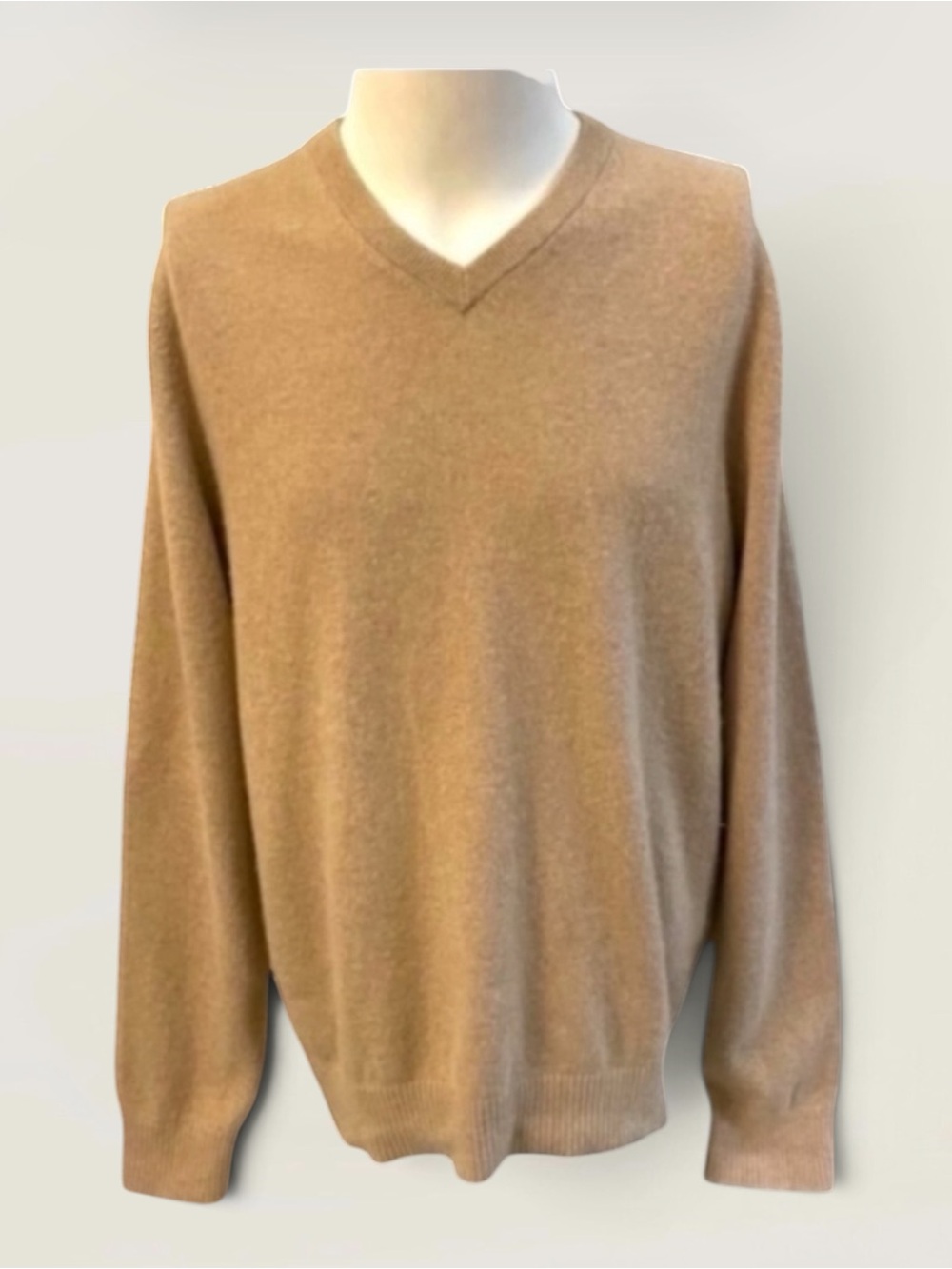 LANDS’ END 100% CASHMERE CAMEL SWEATER SIZE MEDIUM